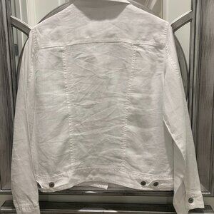 JONES NEW YORK White Linen Trucker Jacket